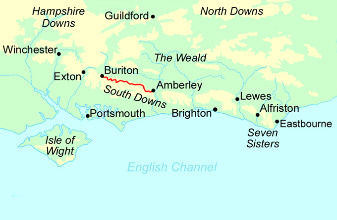 South Downs Way Short Break - Central Section map